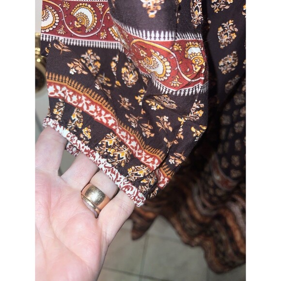 Old Navy Dress Womens 4X Brown Long Sleeve Maxi Floral Tiered Cottagecore New - Picture 3 of 12